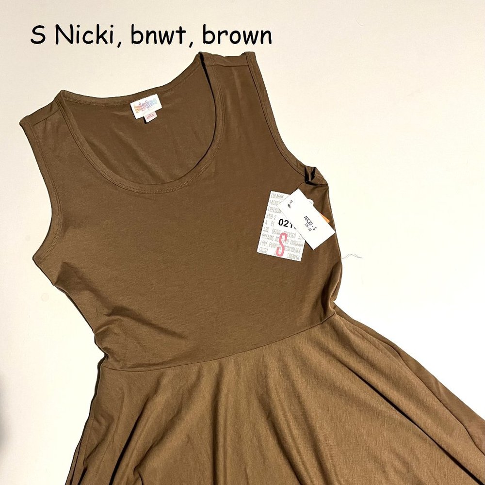 Small Lularoe Nicki dress, solid brown